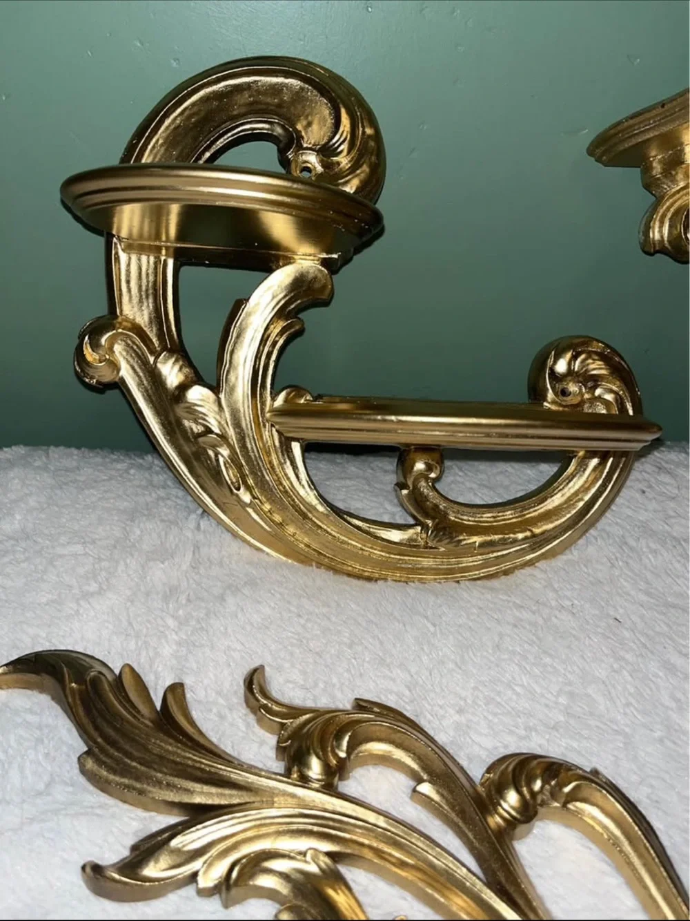 Vintage Gold Ornate Wall Sconces and Shelves - Decorative Home Wall Decor